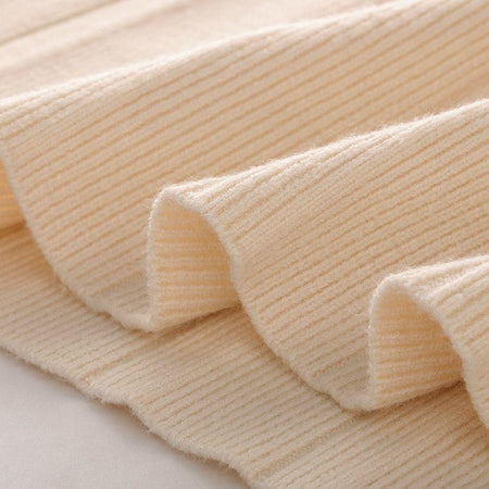 Vimith Set of Dress and Cape - close-up of ribbed knit, cream - Miss Mosa By Akanksha