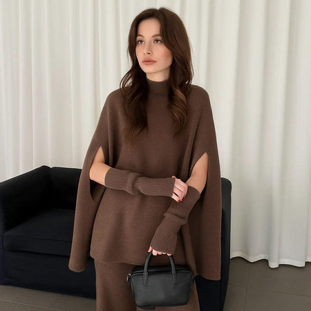Viola Coord Set With Sleeves - front shot, brown - Miss Mosa By Akanksha