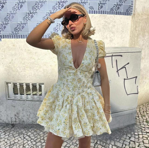 Vironica Floral Summer Dress In Yellow