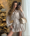 Vitoria Ruffle Coord Skirt Set - Beige / S