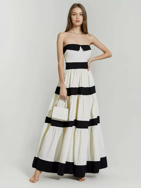 Wesley Offshoulder Holiday Maxi Dress In White - full-length front shot on model - Miss Mosa By Akanksha