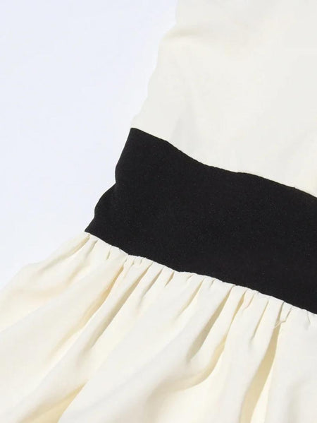 Wesley Offshoulder Holiday Maxi Dress In White - close-up of waist band - Miss Mosa By Akanksha