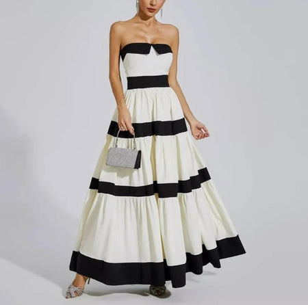 Wesley Offshoulder Holiday Maxi Dress In White - front shot on model - Miss Mosa By Akanksha