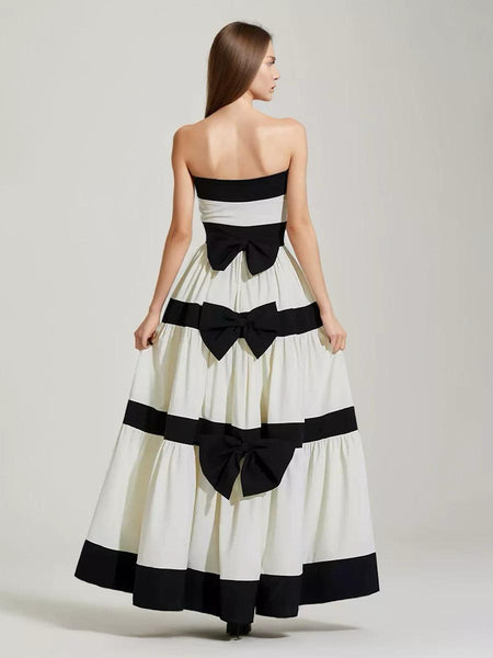 Wesley Offshoulder Holiday Maxi Dress In White - back shot on model - Miss Mosa By Akanksha