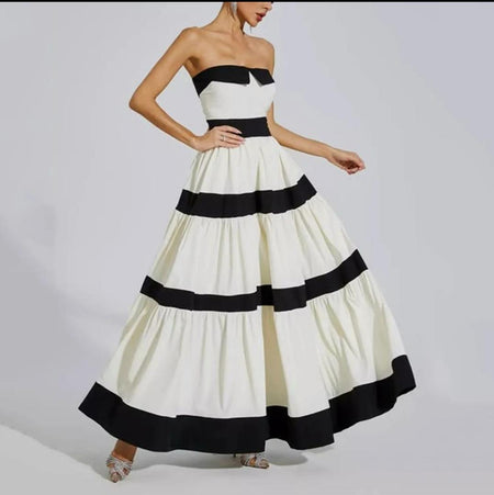 Wesley Offshoulder Holiday Maxi Dress In White - front shot on model - Miss Mosa By Akanksha
