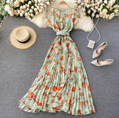 Green - Meadow Belted Dress