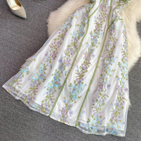Rupanzel Embroidered Dress In Off-White