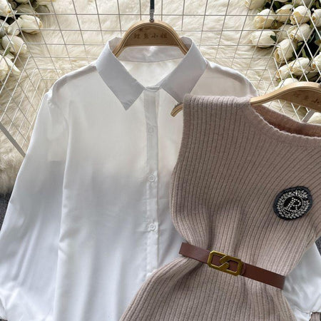 Rmello Two Piece Knit Set With Belt - Alamode By Akanksha