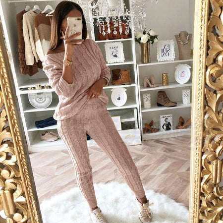 Beige - Darya Winter Knitted Trackset