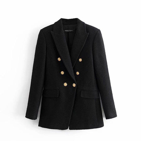 Black - Malota Statement Tweed Blazer in Black