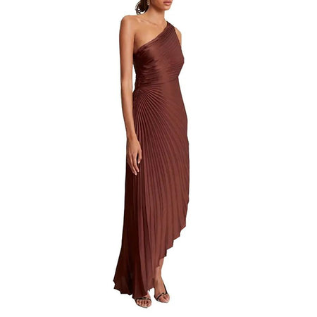 Polina Statement Summer Dress In Beige