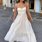 Camellia Summer Holiday Maxi Dress In White