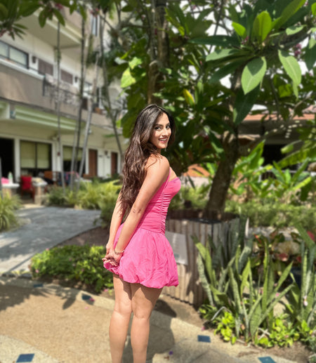 Samantha Halterneck Balloon Dress In Pink