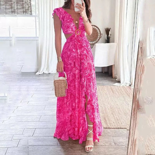 Anni Floral Summer Maxi Dress In Pink