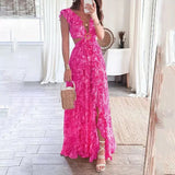 Anni Floral Summer Maxi Dress In Pink