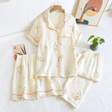 Perry Cotton Nightsuit-Set Of 3 In Beige