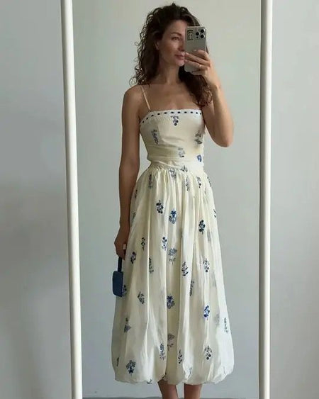 Alicia Printed Balloon Midi Dress