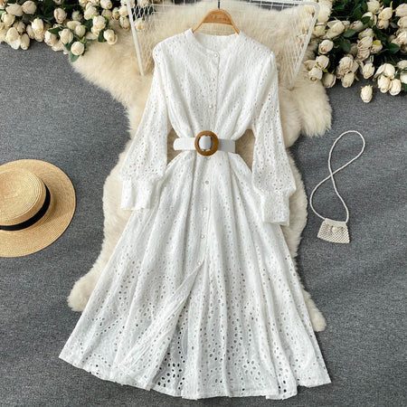 White - Gloria Dress with Belt