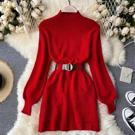 Red - Bador Knitted Dress