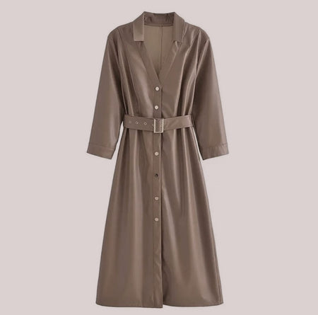 Chocolate Brown - Fabian Leather Dress