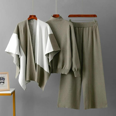 Grey - Lillian Luxe Winter Coord Set with Cape