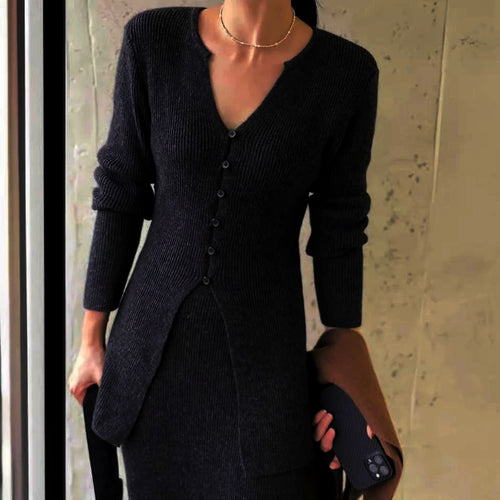Dakota Winter Coord Set -Set Of Sweater And Skirt In Black