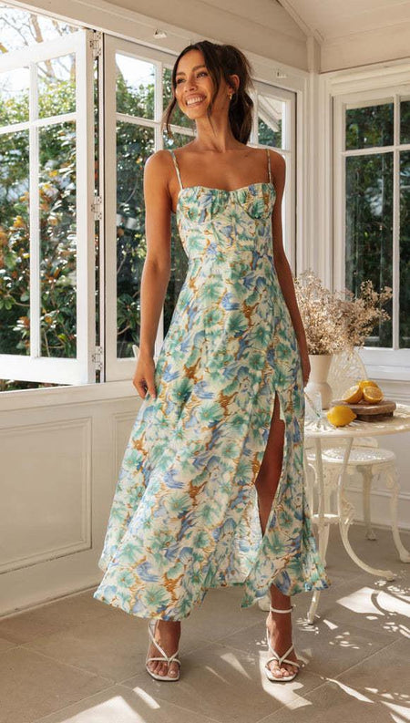 light green summer dress Buy Debina Floral Summer Dress In Light Green Online In India On Miss Mosa