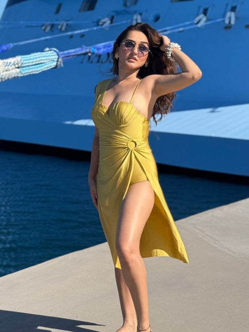 Trope Luxe Swimsuit With Coverup In Yellow