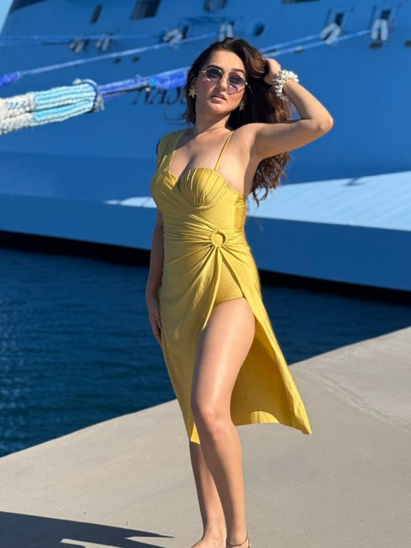 Trope Luxe Swimsuit With Coverup In Yellow