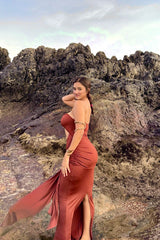 Freza Bodycon Maxi Dress In Rust