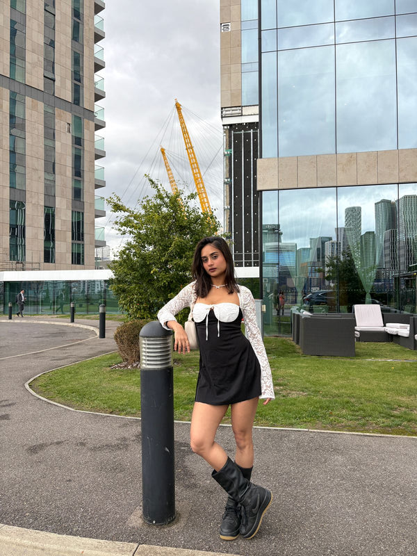 Serbia Lace Mini Dress In Black