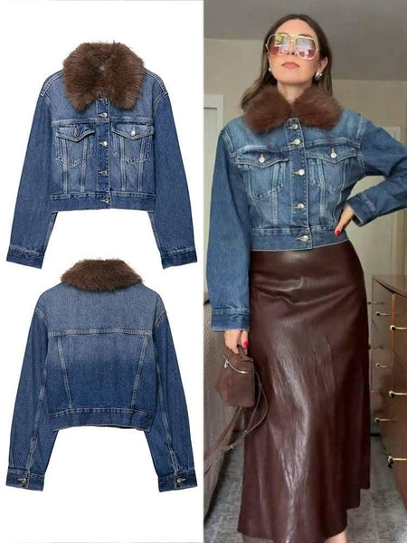 Despina Fur Denim Jacket