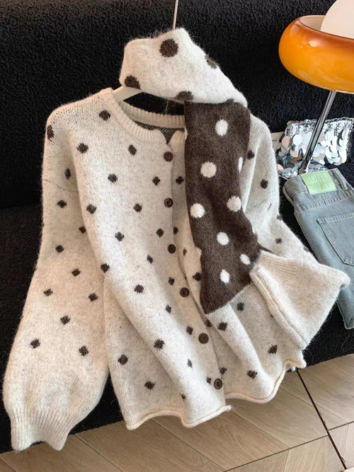 Maristella Printed Cardigan With Scraf