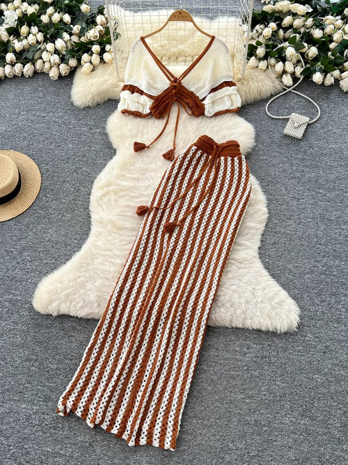 Sikoy Crochet Holiday Coord - Resortwear In Brown