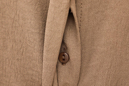Willy Summer Two Piece Set In Brown - close-up of button detail - Miss Mosa By Akanksha
