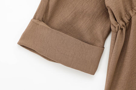 Willy Summer Two Piece Set In Brown - close-up of cuff detail - Miss Mosa By Akanksha