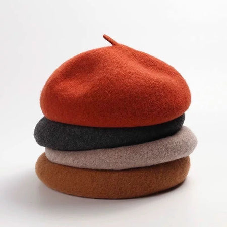 Woolen Soft Felt Beret Hats - flat-lay product shot, multicolour - Miss Mosa By Akanksha