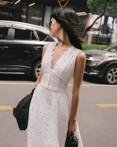 Xavier Schiffli Vest Coord Skirt Set