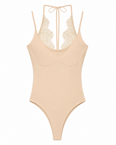 Yana Lace Bodysuit - flat-lay shot, nude - Miss Mosa By Akanksha