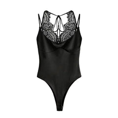 Yana Lace Bodysuit - flat-lay shot, black - Miss Mosa By Akanksha