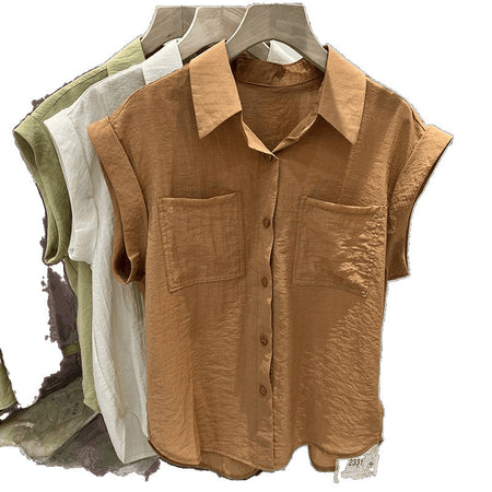 Zane Casual Pocket Shirt In Rust - flat-lay product shot held on hanger - Miss Mosa By Akanksha