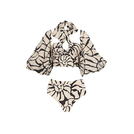Zayla Luxe Bikini With Skirt In White - flat-lay product shot of bikini set - Miss Mosa By Akanksha