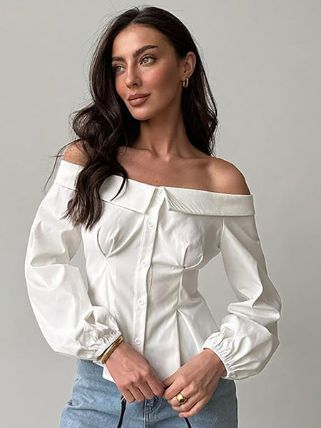 Zelie Off Shoulder Top - front shot, white - Miss Mosa By Akanksha