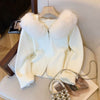 Zeta Fur Woolen Jacket In Off White - XS