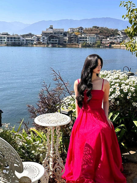 Zeus Hot Pink Maxi Dress - lifestyle shot on model, hot pink - Miss Mosa By Akanksha