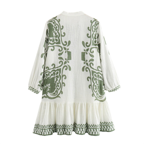 Zhenya Printed Summer Dress In White