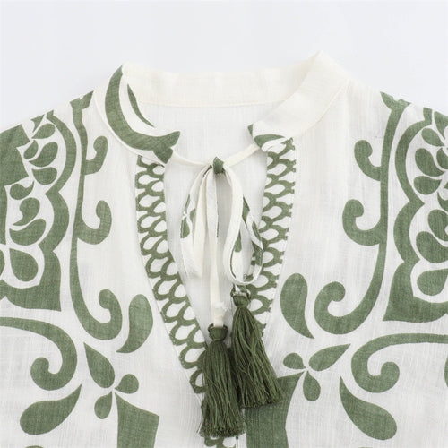 Zhenya Printed Summer Dress In White