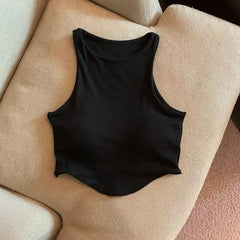 Zia Tank Top With Inbuilt Bra - flat-lay product shot of tank top, black - Miss Mosa By Akanksha