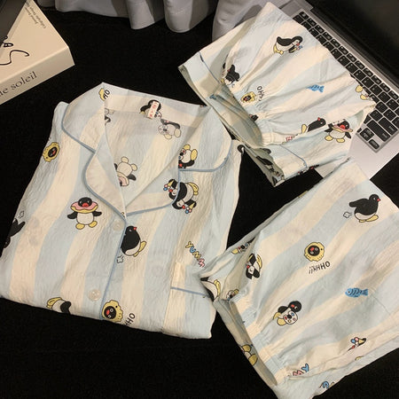 Ziggy 3 Pcs Set Nightsuit In Blue - flat-lay product shot - Miss Mosa By Akanksha
