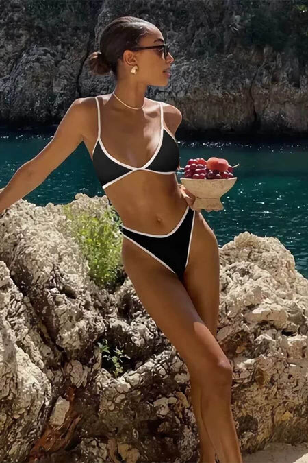 Zilin Summer Bikini In Black - full-length shot on model - Miss Mosa By Akanksha